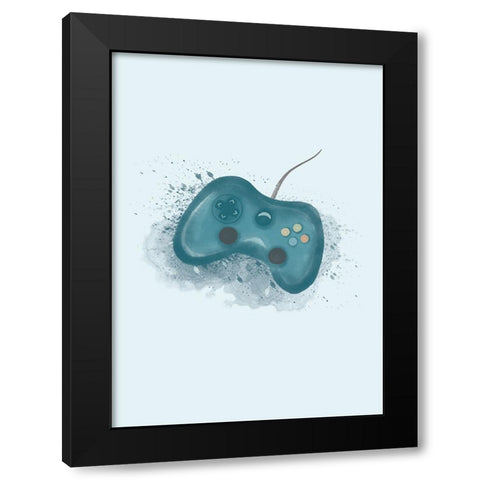 Gamer Splash Blue Black Modern Wood Framed Art Print with Double Matting by Eleonora, Aminah