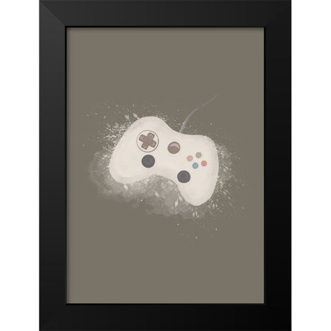 Gamer Splash Neutral Black Modern Wood Framed Art Print by Eleonora, Aminah