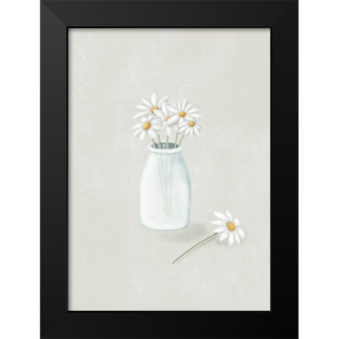 Daisy Flowers Black Modern Wood Framed Art Print by Eleonora, Aminah