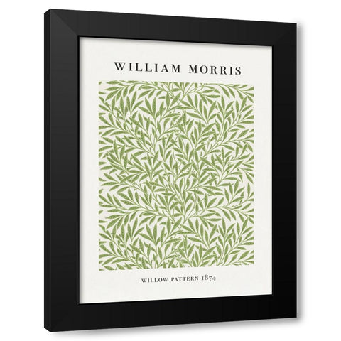 Willow Pattern Black Modern Wood Framed Art Print with Double Matting by Pictufy
