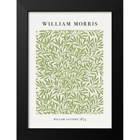 Willow Pattern Black Modern Wood Framed Art Print by Pictufy
