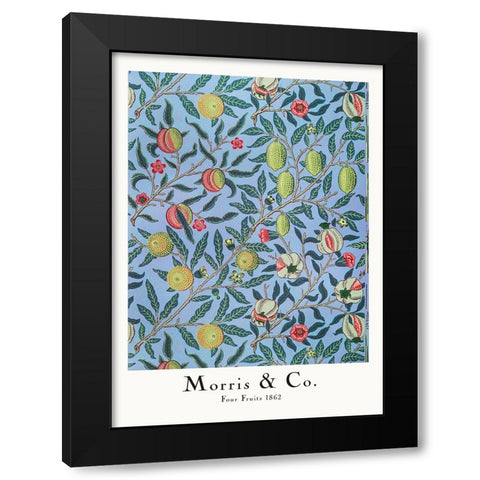 Four Fruits Black Modern Wood Framed Art Print by Pictufy