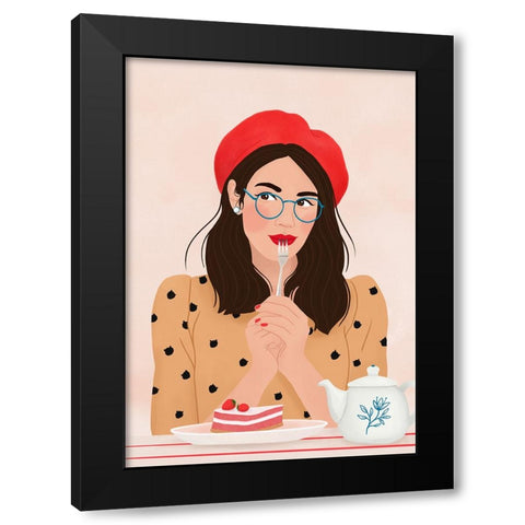 French Cafe Black Modern Wood Framed Art Print with Double Matting by Holikova, Petra