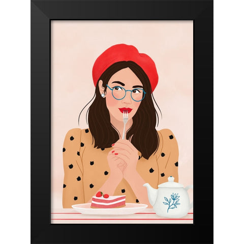 French Cafe Black Modern Wood Framed Art Print by Holikova, Petra