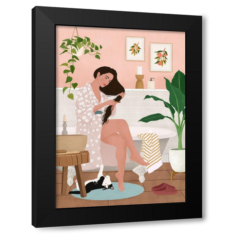 After a Bath Black Modern Wood Framed Art Print with Double Matting by Holikova, Petra