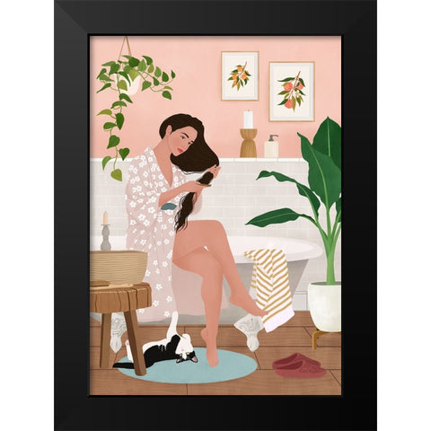 After a Bath Black Modern Wood Framed Art Print by Holikova, Petra