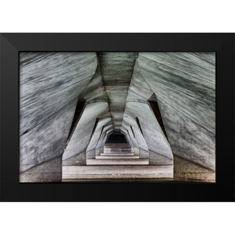 Esplanade-Bridge Black Modern Wood Framed Art Print by Fleckenstein, Martin