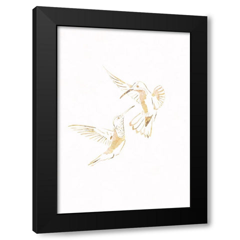 Gold Hummingbird Line art Silhouettes 4 Black Modern Wood Framed Art Print with Double Matting by Manovski, Sarah