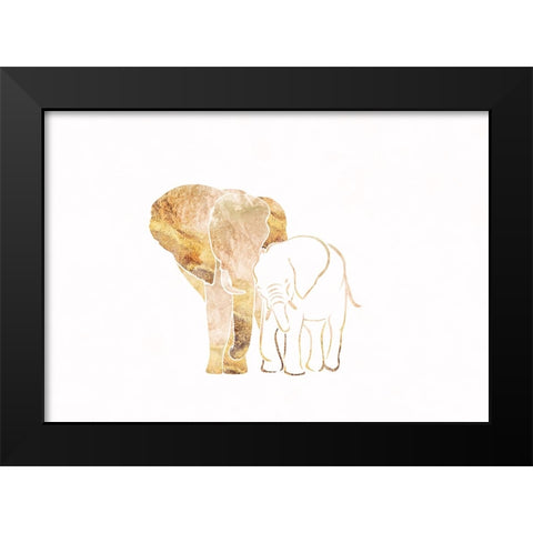 Gold Elephant Line art Silhouettes 4 Black Modern Wood Framed Art Print by Manovski, Sarah