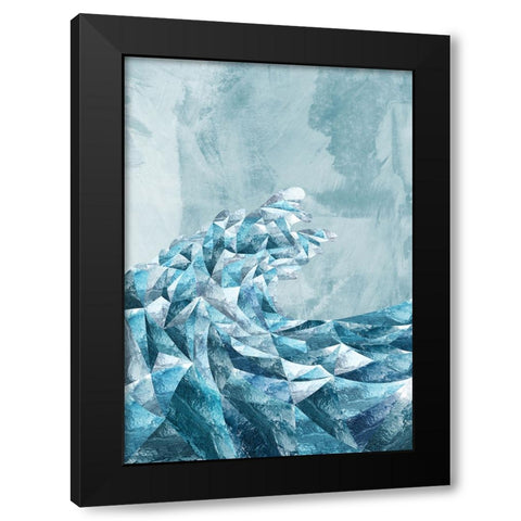 Geometric Metallic Silver Wave Black Modern Wood Framed Art Print with Double Matting by Manovski, Sarah