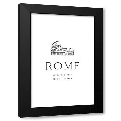 Rome coordinates with Colosseum sketch Black Modern Wood Framed Art Print with Double Matting by Blursbyai, Rosana Laiz