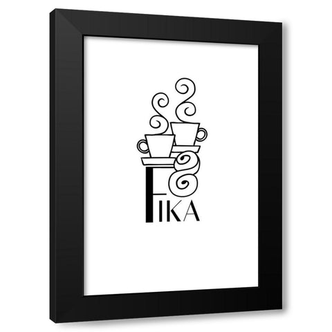 Fika line art illustration Black Modern Wood Framed Art Print by Laiz Blursbyai, Rosana