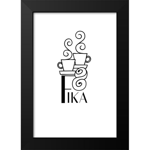 Fika line art illustration Black Modern Wood Framed Art Print by Laiz Blursbyai, Rosana