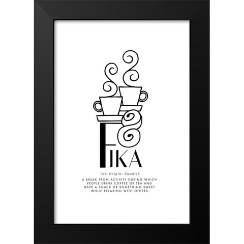 Fika illustrated definition Black Modern Wood Framed Art Print by Blursbyai, Rosana Laiz