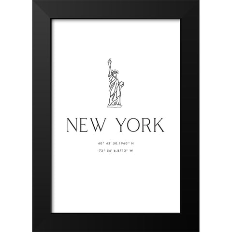 New York city coordinates Black Modern Wood Framed Art Print by Laiz Blursbyai, Rosana