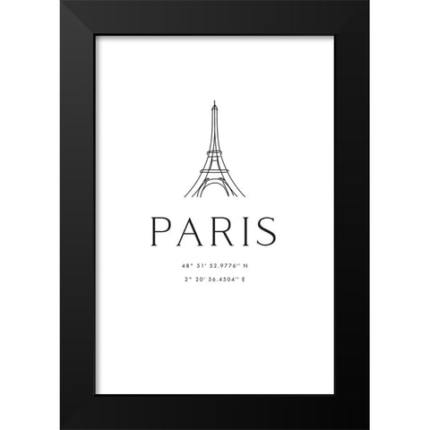Paris coordinates Black Modern Wood Framed Art Print by Laiz Blursbyai, Rosana
