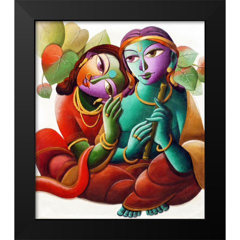 KRISHNA@16 Black Modern Wood Framed Art Print by Mukherjee, Dhananjoy