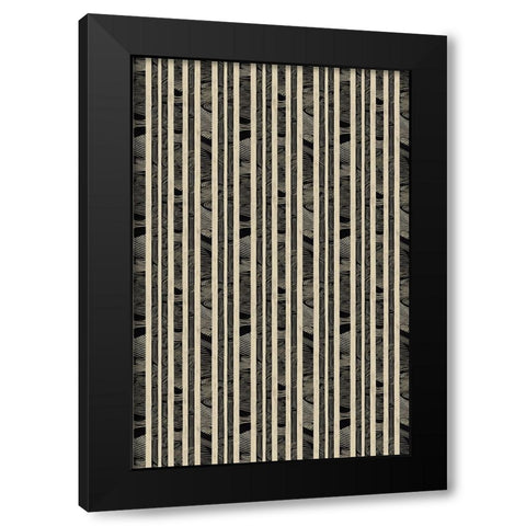 Beige Striped Pattern Black Modern Wood Framed Art Print with Double Matting by Treechild