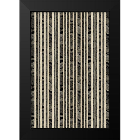 Beige Striped Pattern Black Modern Wood Framed Art Print by Treechild
