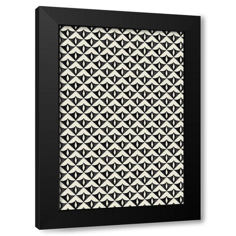 Black Triangle Pattern Black Modern Wood Framed Art Print with Double Matting by Treechild