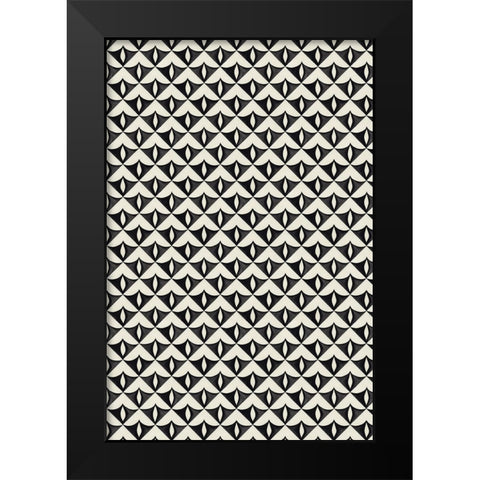 Black Triangle Pattern Black Modern Wood Framed Art Print by Treechild