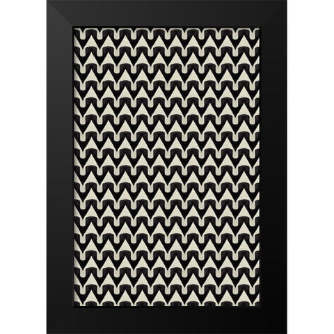 Black And White Zig Zag Pattern Black Modern Wood Framed Art Print by Treechild