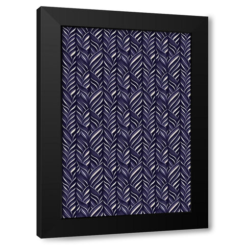 Indigo Blue Pattern Black Modern Wood Framed Art Print with Double Matting by Treechild
