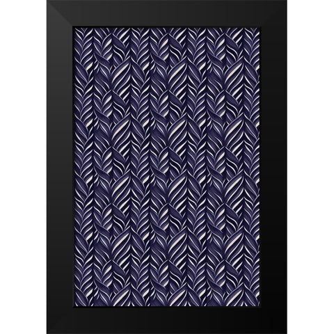 Indigo Blue Pattern Black Modern Wood Framed Art Print by Treechild
