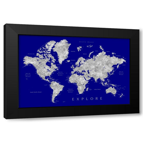 Explore world map with cities - Valrie Black Modern Wood Framed Art Print with Double Matting by Laiz Blursbyai, Rosana