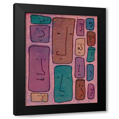 Faces Black Modern Wood Framed Art Print by Demir, Aylin