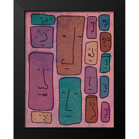 Faces Black Modern Wood Framed Art Print by Demir, Aylin