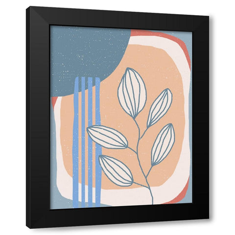 Botanical Plants and Sun Black Modern Wood Framed Art Print by Demir, Aylin