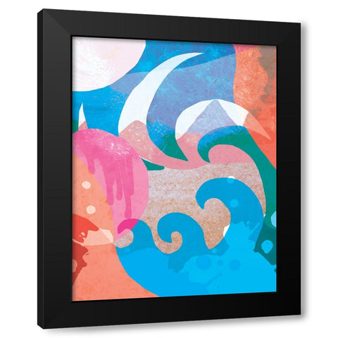 Melting Sun Black Modern Wood Framed Art Print by Demir, Aylin