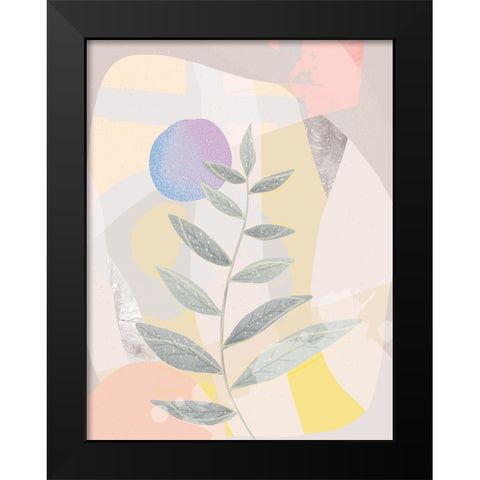 Blue Moon and Leaves Black Modern Wood Framed Art Print by Demir, Aylin