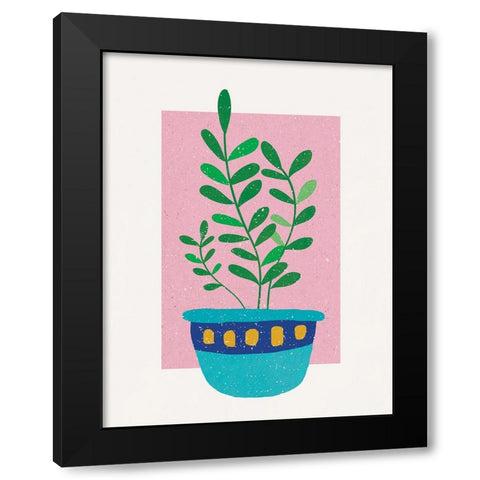 Plant in Sunset Black Modern Wood Framed Art Print with Double Matting by Demir, Aylin