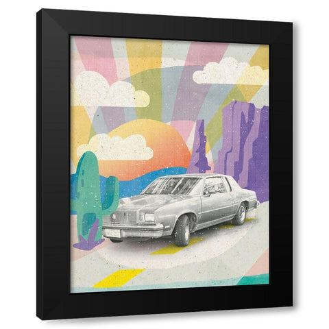 Vintage Car in the Desert Black Modern Wood Framed Art Print with Double Matting by Demir, Aylin