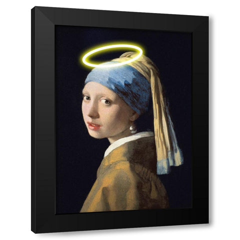 Girl With A Halo Black Modern Wood Framed Art Print with Double Matting by Artelele