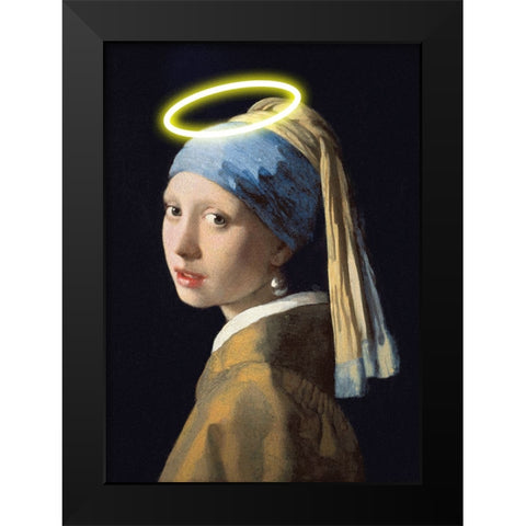 Girl With A Halo Black Modern Wood Framed Art Print by Artelele