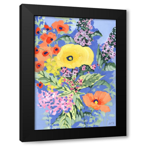 Yellow And Orange Poppies Black Modern Wood Framed Art Print by Zwara, Ania