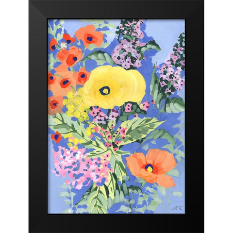 Yellow And Orange Poppies Black Modern Wood Framed Art Print by Zwara, Ania