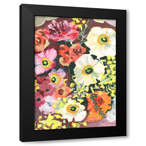 White Anemones Black Modern Wood Framed Art Print with Double Matting by Zwara, Ania