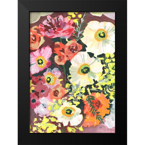 White Anemones Black Modern Wood Framed Art Print by Zwara, Ania