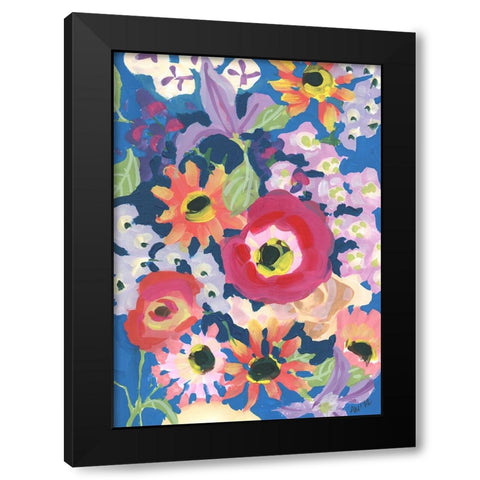 Viva MAgenta Poppy Black Modern Wood Framed Art Print by Zwara, Ania