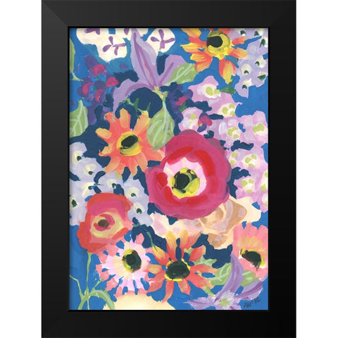 Viva MAgenta Poppy Black Modern Wood Framed Art Print by Zwara, Ania