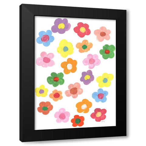 Rainbow Daisies Black Modern Wood Framed Art Print by Zwara, Ania