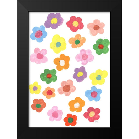 Rainbow Daisies Black Modern Wood Framed Art Print by Zwara, Ania