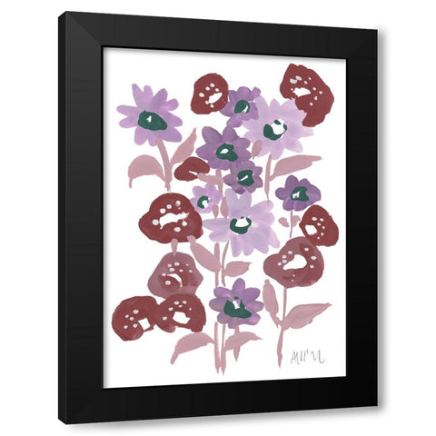 Purple Flowerbed Black Modern Wood Framed Art Print by Zwara, Ania