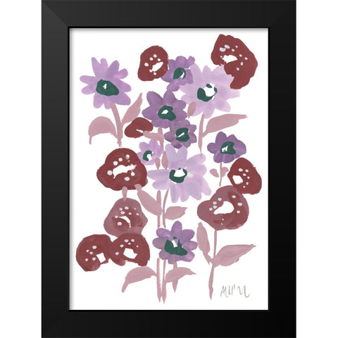Purple Flowerbed Black Modern Wood Framed Art Print by Zwara, Ania