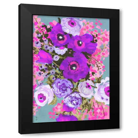 Purple And Rose Pink Bouguet Black Modern Wood Framed Art Print with Double Matting by Zwara, Ania