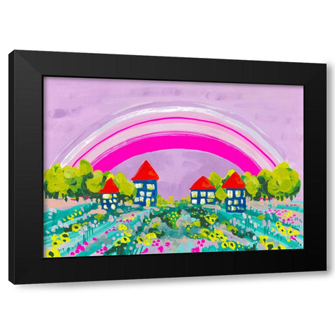 Opera Rose Rainbow Black Modern Wood Framed Art Print with Double Matting by Zwara, Ania